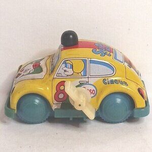 Yonezawa VW Volkswagon Beetle Super Circus Wind Up Vintage Tin Litho Japan